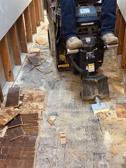 Flood cut demolition in the floor, Anaheim, CA.