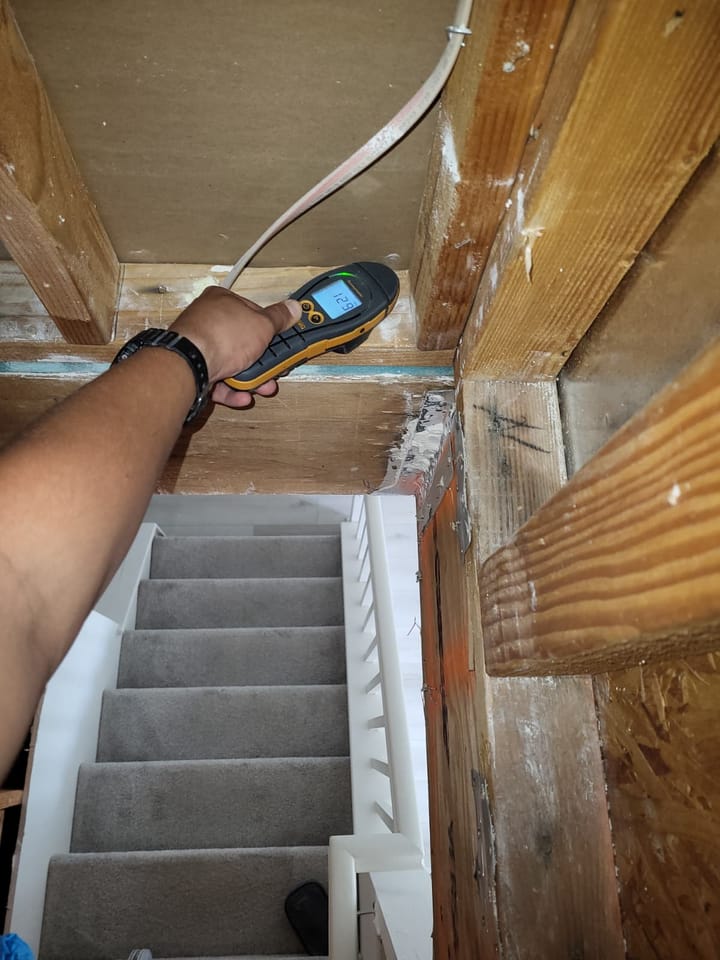 Moisture meter reading taken in the property, Chino Hills, CA.