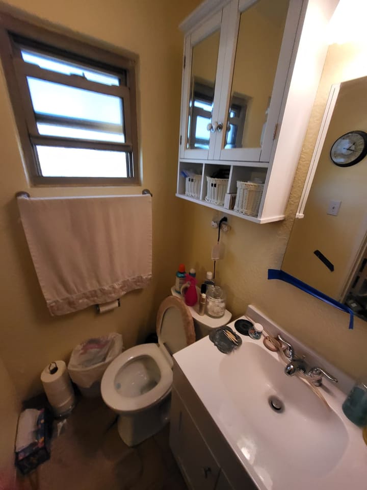 Contents packed out of the primary bath, San Bernardino, CA.