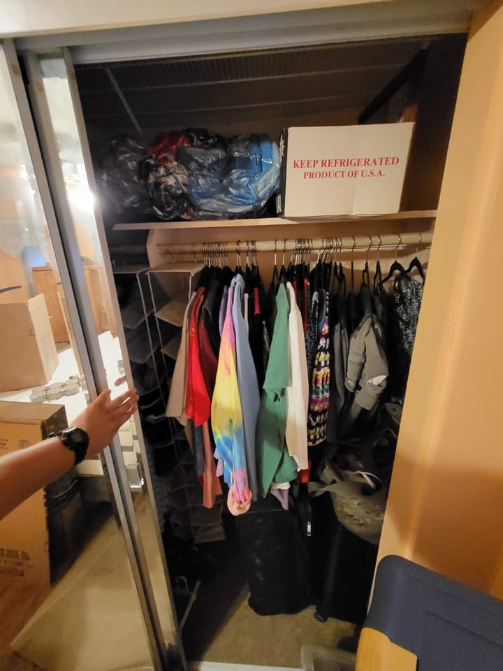 Contents packed out of the primary bedroom, San Bernardino, CA.