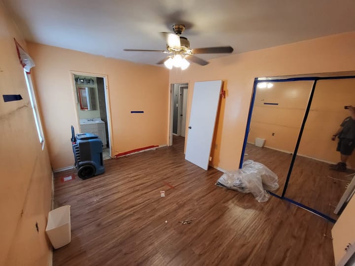 Contents packed out of the primary bedroom, San Bernardino, CA.