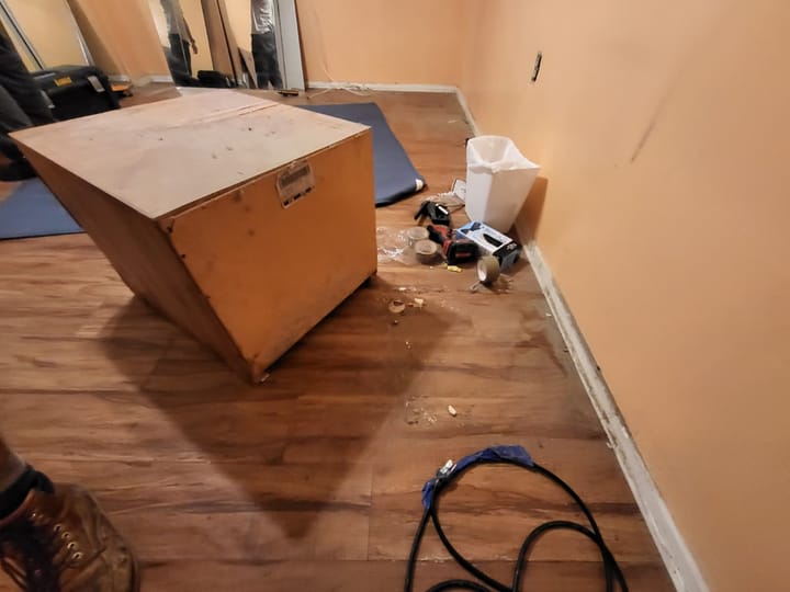 Contents packed out of the primary bedroom, San Bernardino, CA.